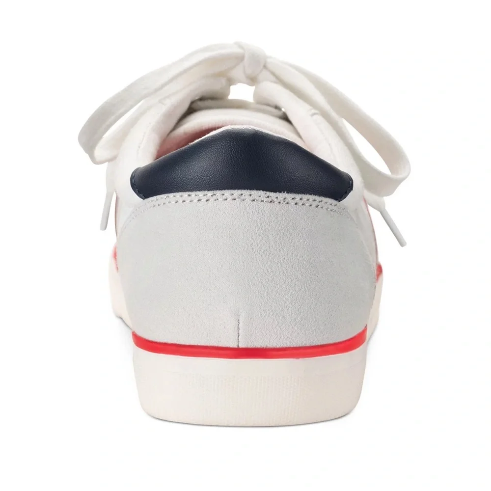 🖤CLUBROOM Men White Striped Cushioned Noah Round Toe Platform Lace-Up Sneakers